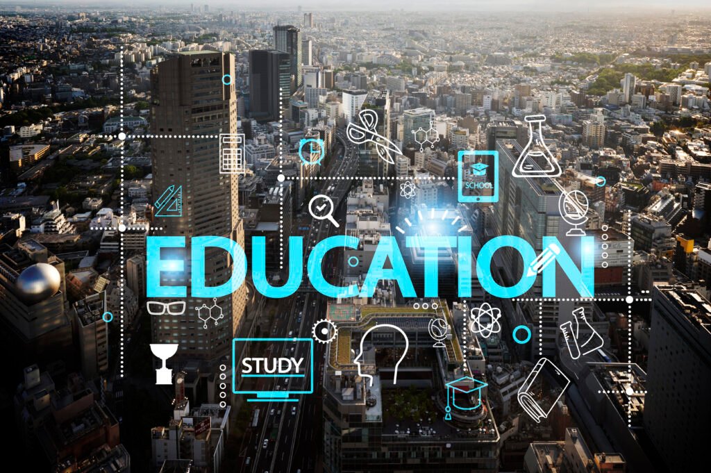 city committed education collage concept